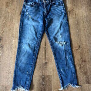 Moussy Vintage Straight Leg Distressed Frayed Hem Jeans Size‎ 29